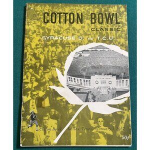 Rare 1957 Syracuse TCU Cotton Bowl Jim Brown Last Game SIDELINE Ticket + Program